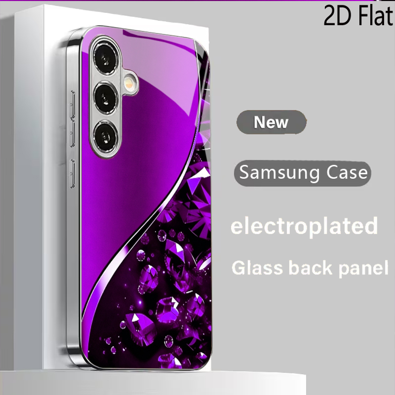 Samsung Galaxy A55 - พื้นหลังลายอัญมณีสีม่วงสำหรับ Samsung Galaxy S26 S25 S24