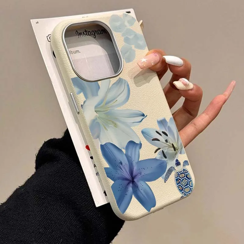 Xiaomi Redmi Note 14 - เคสโทรศัพท์ลายดอกลิลลี่สีน้ำเงินสุดหรู สำหรับ Redmi 11 12 13