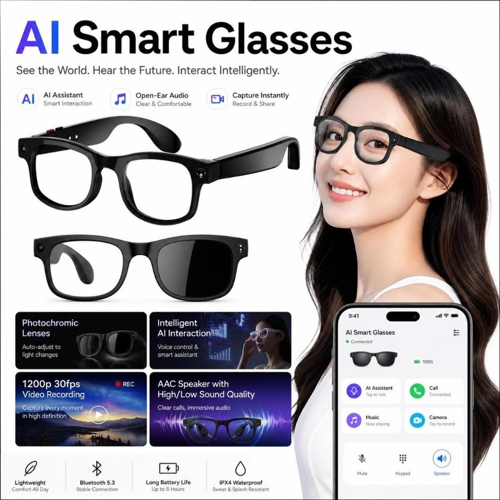 แว่นตาอัจฉริยะ AI 2-in-1 ถ่ายภ - Smart Glasses Lens บทวิจารณ์และราคา